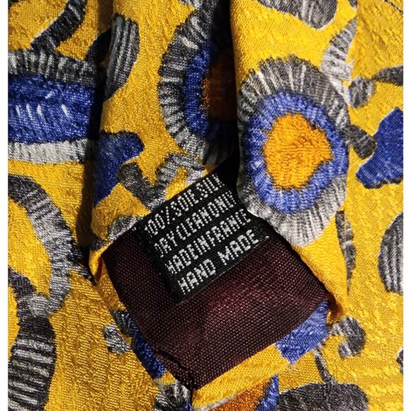Hanae Mori Mens Silk Tie Yellow Paisley Hand Made France - Picture 3 of 4